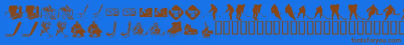 KR Hockey Dings Font – Brown Fonts on Blue Background