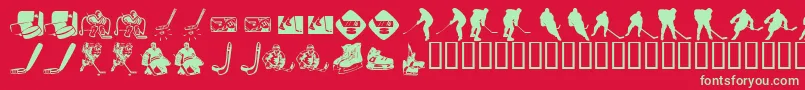 fuente KR Hockey Dings – Fuentes Verdes Sobre Fondo Rojo