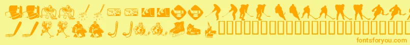 KR Hockey Dings Font – Orange Fonts on Yellow Background