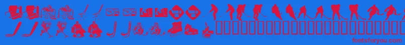 Шрифт KR Hockey Dings – красные шрифты на синем фоне