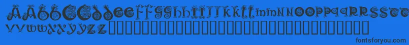 KR Keltic One-Schriftart – Schwarze Schriften auf blauem Hintergrund