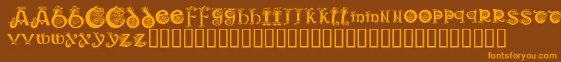 KR Keltic One Font – Orange Fonts on Brown Background