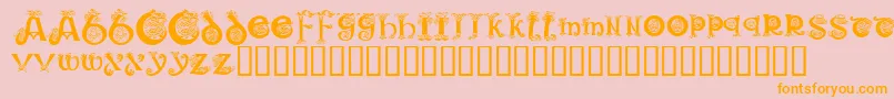 KR Keltic One-Schriftart – Orangefarbene Schriften auf rosa Hintergrund