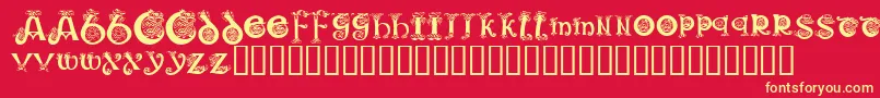 KR Keltic One Font – Yellow Fonts on Red Background