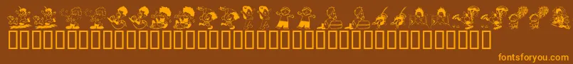 KR Kidlets Font – Orange Fonts on Brown Background