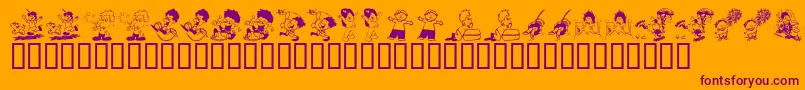 KR Kidlets Font – Purple Fonts on Orange Background