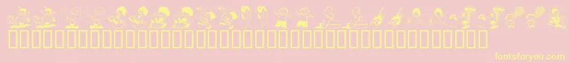 KR Kidlets Font – Yellow Fonts on Pink Background