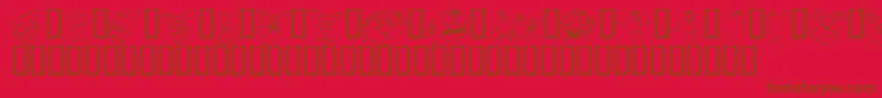 KR Lil Mites-Schriftart – Braune Schriften auf rotem Hintergrund