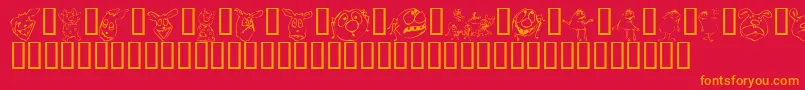 KR Lil Mites Font – Orange Fonts on Red Background