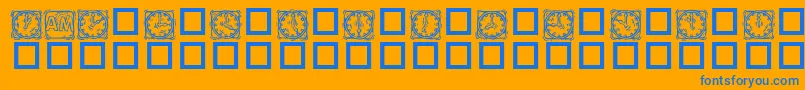 Fonte KR Lotsa Time Dings – fontes azuis em um fundo laranja