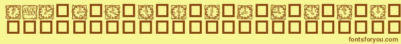 KR Lotsa Time Dings Font – Brown Fonts on Yellow Background