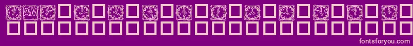 KR Lotsa Time Dings-Schriftart – Rosa Schriften auf violettem Hintergrund