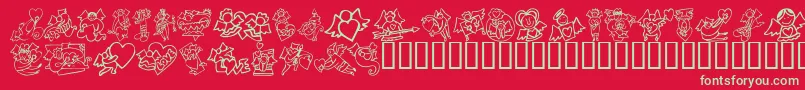 KR Love Angels Font – Green Fonts on Red Background