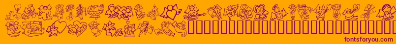 KR Love Angels Font – Purple Fonts on Orange Background