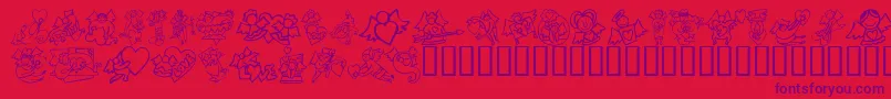 フォントKR Love Angels – 赤い背景に紫のフォント