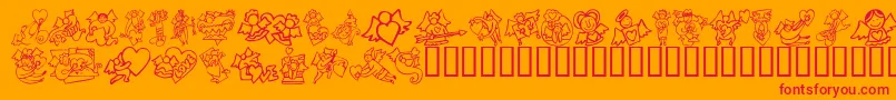 KR Love Angels Font – Red Fonts on Orange Background