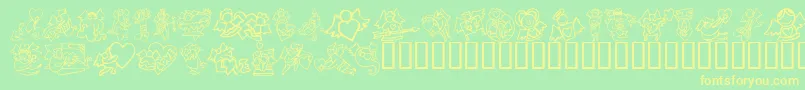 Więcej informacji o czcionce KR Love Angels Czcionka KR Love Angels – żółte czcionki na zielonym tle