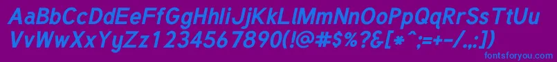 フォントTuffyBoldItalic – 紫色の背景に青い文字