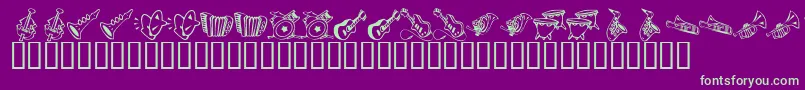 KR Music Class Font – Green Fonts on Purple Background