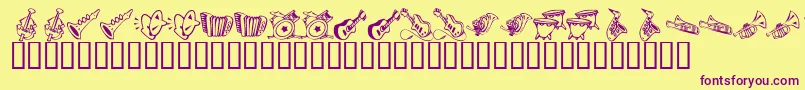 KR Music Class Font – Purple Fonts on Yellow Background