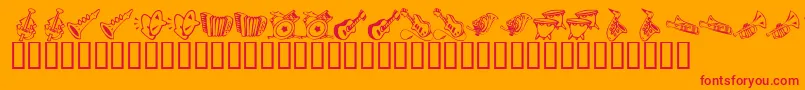 Fonte KR Music Class – fontes vermelhas em um fundo laranja
