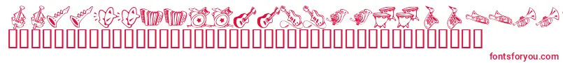 Czcionka KR Music Class – czerwone czcionki na białym tle