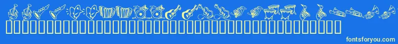 KR Music Class-Schriftart – Gelbe Schriften auf blauem Hintergrund