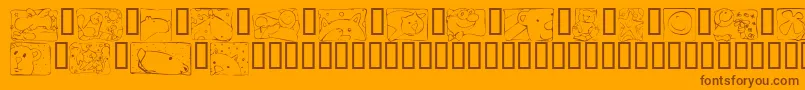 KR Scrappin Squares-Schriftart – Braune Schriften auf orangefarbenem Hintergrund