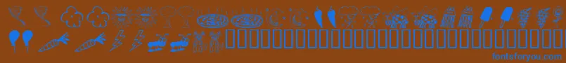 KR Silly Art Dingsフォントについての詳細 フォントKR Silly Art Dings – 茶色の背景に青い文字