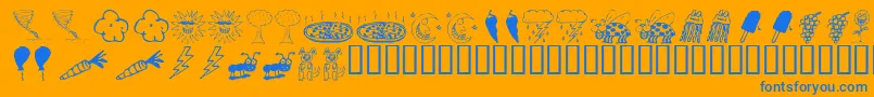 KR Silly Art Dings Font – Blue Fonts on Orange Background
