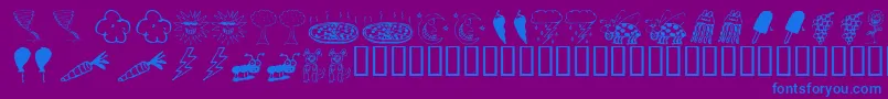 Подробнее о шрифте KR Silly Art Dings Шрифт KR Silly Art Dings – синие шрифты на фиолетовом фоне