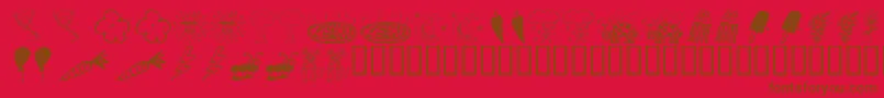 KR Silly Art Dings Font – Brown Fonts on Red Background
