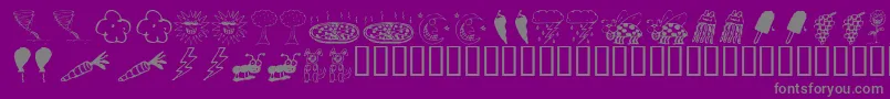 フォントKR Silly Art Dings – 紫の背景に灰色の文字