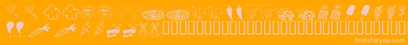 フォントKR Silly Art Dings – オレンジの背景にピンクのフォント