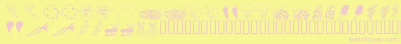 KR Silly Art Dings Font – Pink Fonts on Yellow Background