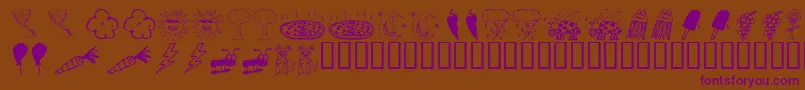 Saiba mais sobre a fonte KR Silly Art Dings Fonte KR Silly Art Dings – fontes roxas em um fundo marrom