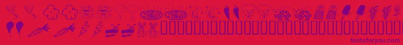フォントKR Silly Art Dings – 赤い背景に紫のフォント