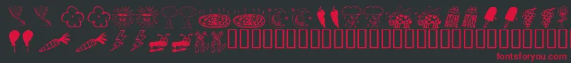 KR Silly Art Dings Font – Red Fonts on Black Background