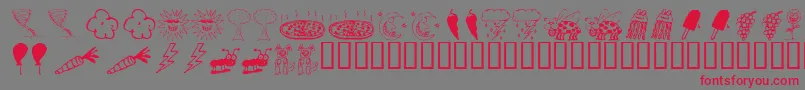 KR Silly Art Dings Font – Red Fonts on Gray Background