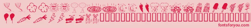 フォントKR Silly Art Dings – ピンクの背景に赤い文字