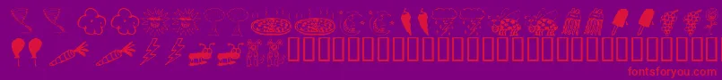 KR Silly Art Dings Font – Red Fonts on Purple Background