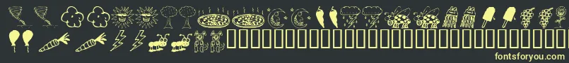 フォントKR Silly Art Dings – 黒い背景に黄色の文字