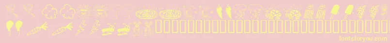 KR Silly Art Dings Font – Yellow Fonts on Pink Background
