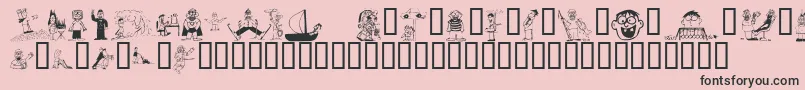 フォントKR Silly Art People – ピンクの背景に黒い文字