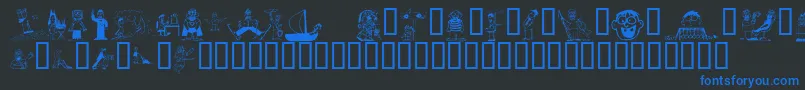 KR Silly Art People Font – Blue Fonts on Black Background