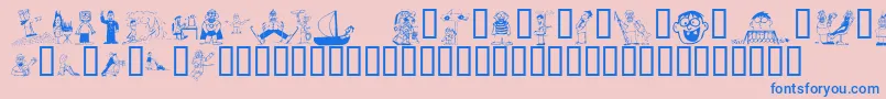 KR Silly Art People-Schriftart – Blaue Schriften auf rosa Hintergrund
