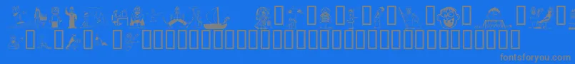 フォントKR Silly Art People – 青い背景に灰色の文字