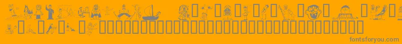フォントKR Silly Art People – オレンジの背景に灰色の文字