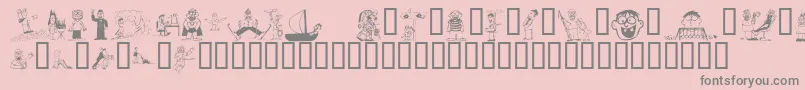 KR Silly Art People Font – Gray Fonts on Pink Background