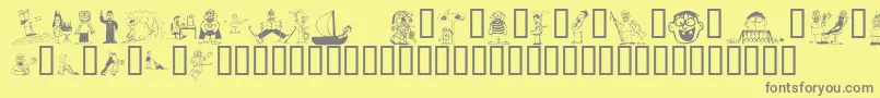 Fonte KR Silly Art People – fontes cinzas em um fundo amarelo
